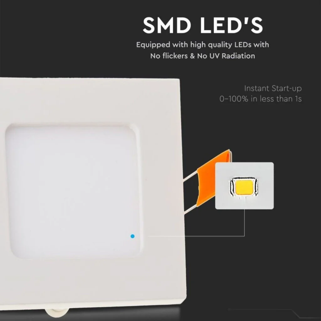 Faretto Pannello Led Da Incasso Quadrato 6W Bianco Neutro 120x120mm SKU-4864 - Image 5