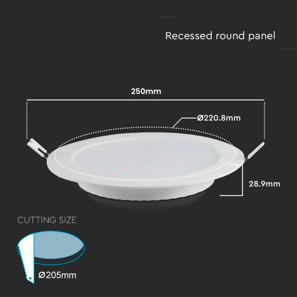 Faretto Pannello Led Da Incasso Rotondo 18W Bianco Neutro Diametro 220mm SKU-7865    Foro 200-205mm - Image 4