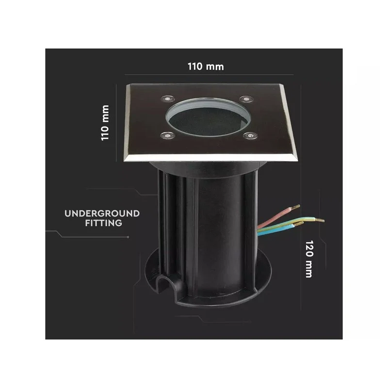 Faretto Quadrato Per Lampada GU10 Calpestabile Segnapasso Incasso da Pavimento IP65 Carrabile Acciaio SKU-7516 - Image 3