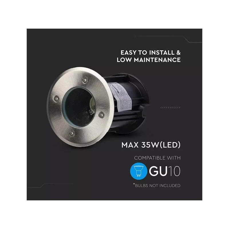 Faretto Rotondo Per Lampada GU10 Calpestabile Segnapasso Incasso da Pavimento IP65 Carrabile Acciaio SKU-7515 - Image 2