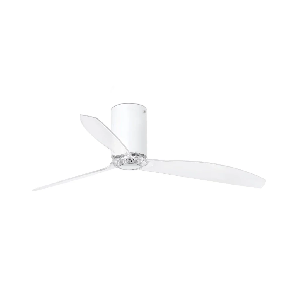 FARO Ventilatore da soffitto MINI TUBE FAN motore DC 6 velocita con telecomando e funzione inversa per ambienti 13-176 m² AcciaioVetro Bianco opaco-Trasparente FARO-32039 - Image 2