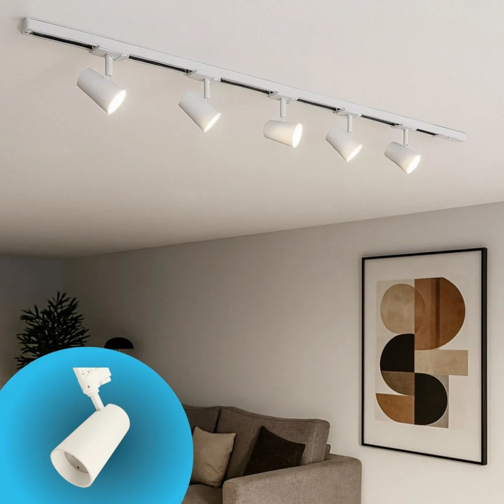 Faro Lampada Led A Binario 30W 2800lm Trifase CCT Angolo Luce 50° CRI>90 UGR<19 Carcassa Bianca 3000K 4000K 6000K 3 In 1 D80X157mm - Image 5