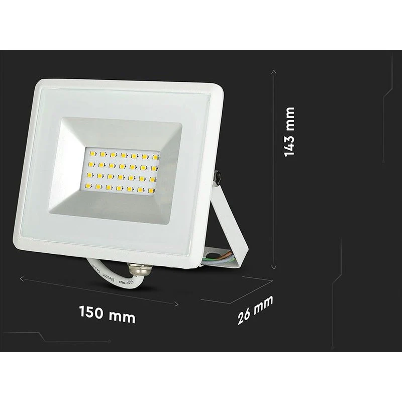 Faro Led Flood Light 20W Carcassa Bianca IP65 Freddo 6400K Super Slim SKU-215951 - Image 3