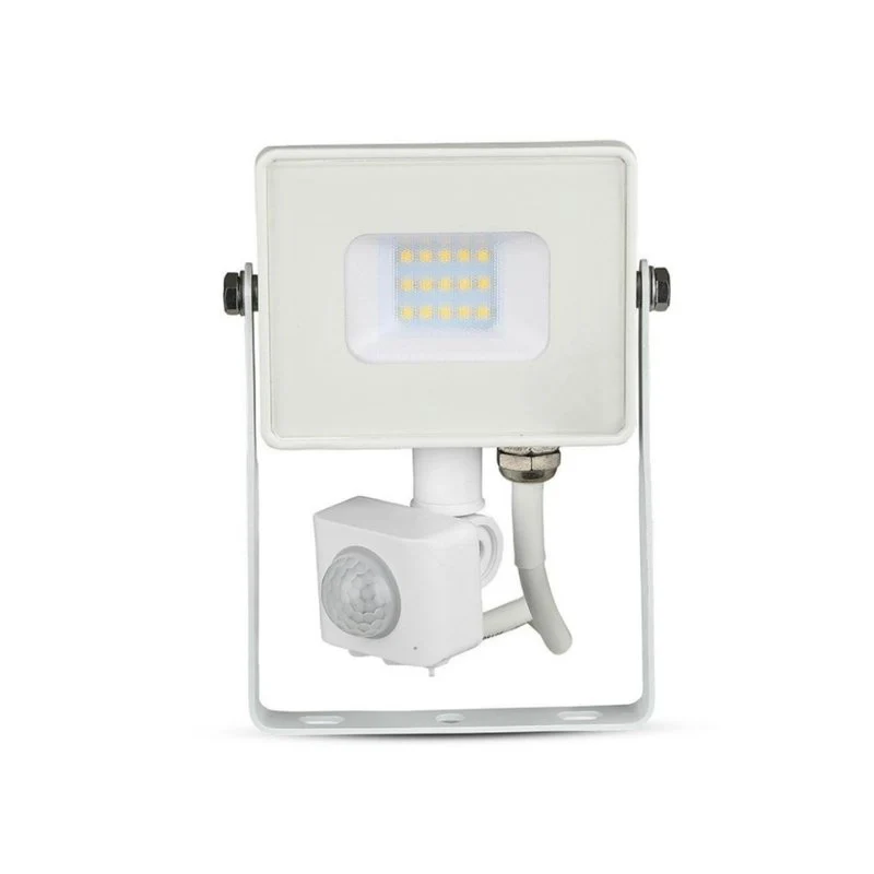 Faro Led Flood Light Slim 10W IP65 Neutro 4000K Carcassa Bianca con Sensore PIR di Movimento e Crepuscolare Chip Samsung SKU-434 - Image 2