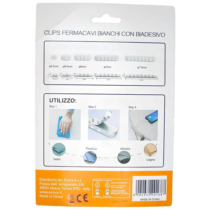 Fermacavi Bianchi, Set da 10 Organizzatori di Cavi per Casa e Ufficio, Adesivi a Lunga Durata per la Gestione di Cavi di Mouse, TV, PC e Laptop, Fermacavo con biadesivo con Vari Misure - Image 5