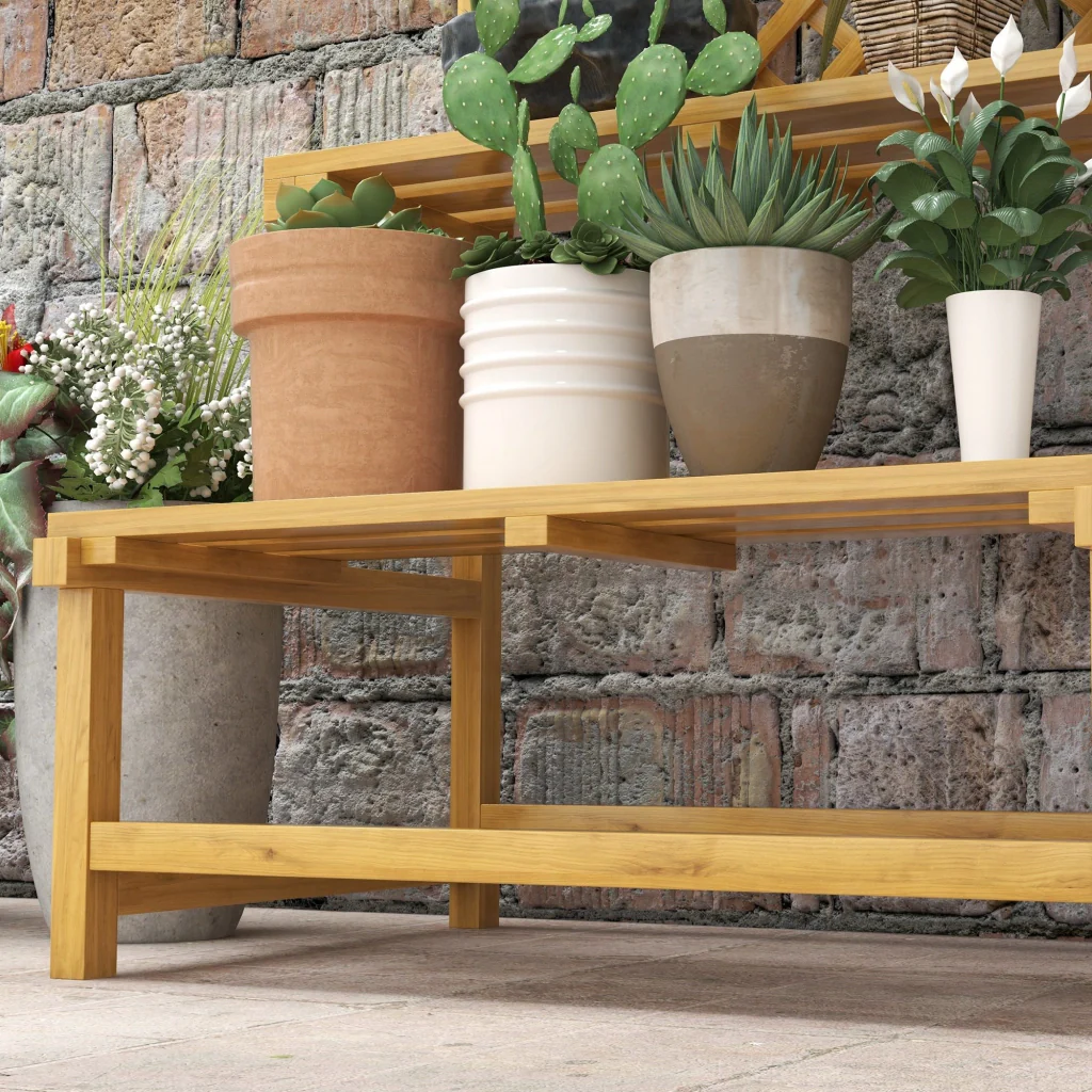 Fioriera con Grigliato per Rampicanti 75x50x166 cm 2 Ripiani e Barra Superiore in Legno di Abete Giallo - Image 8