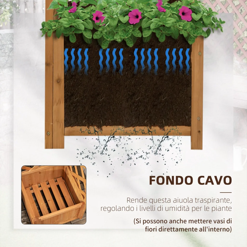 Fioriera da Esterno ad Angolo 40x40x145 cm con Grigliato per Rampicanti in Legno di Abete Marrone - Image 5