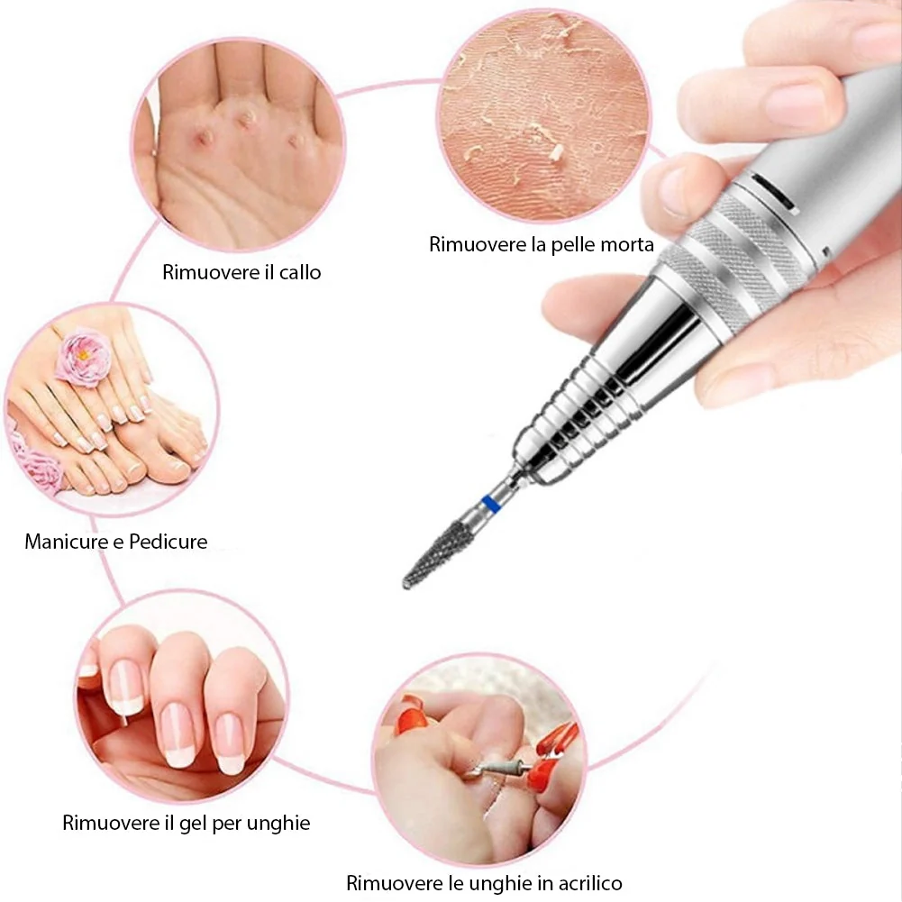 Fresa Elettrica per Unghie Lima Professionale Manicure Pedicure 6 Accessori 50 W - Image 4