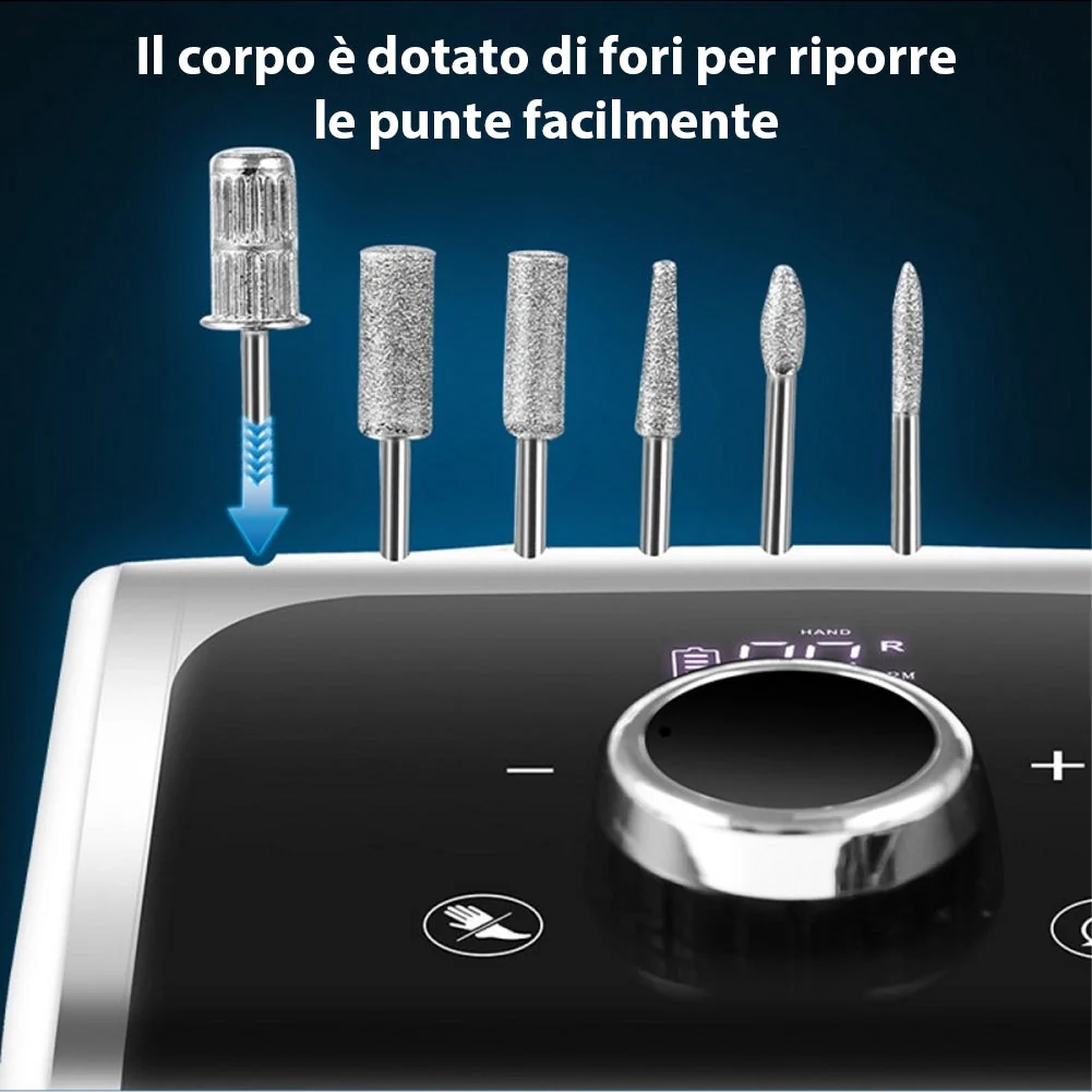 Fresa Elettrica per Unghie Lima Professionale Manicure Pedicure 6 Accessori 50 W - Image 5