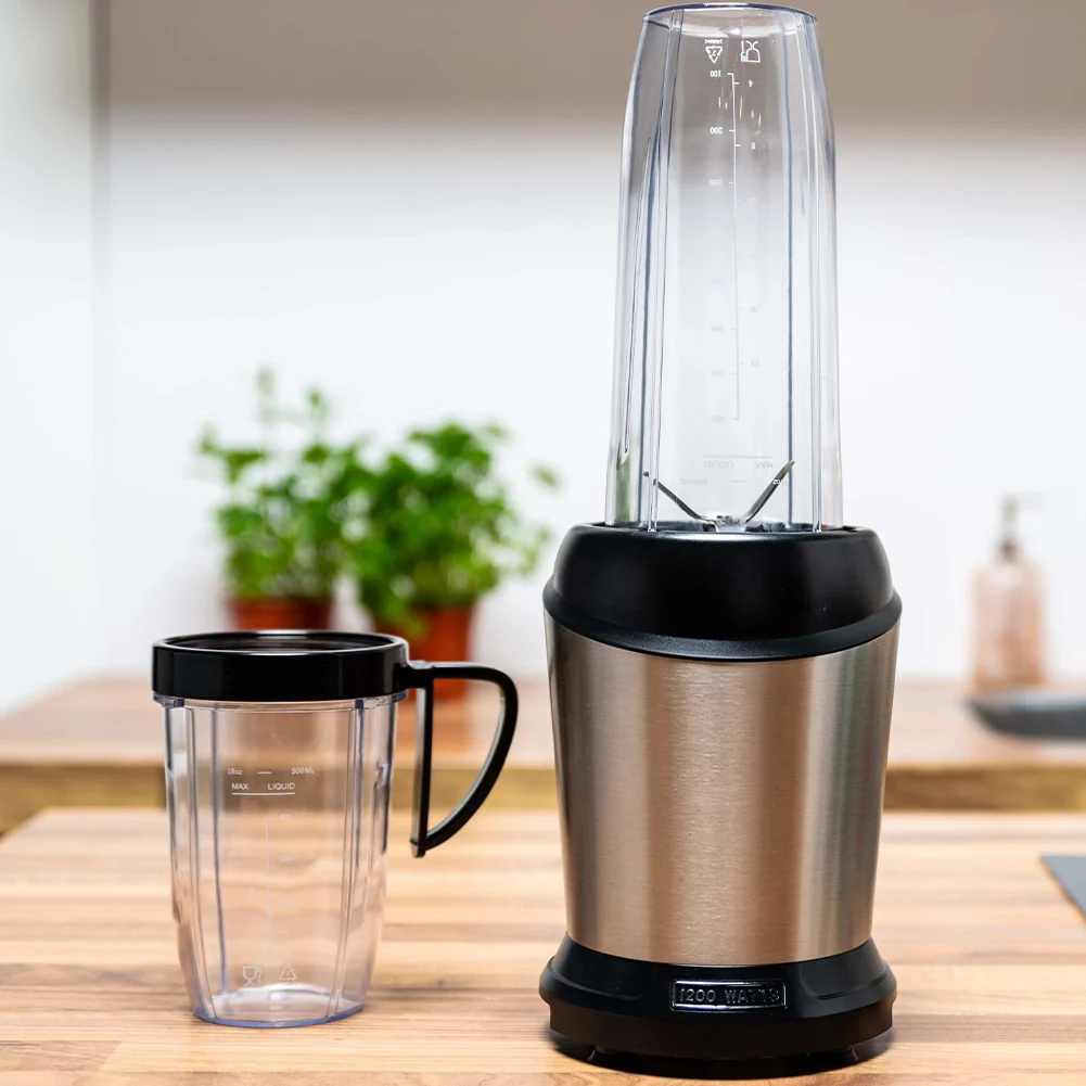 Frullatore Acciaio Inossidabile Smoothie Blender con Caraffa da Asporto 1200W - Image 5
