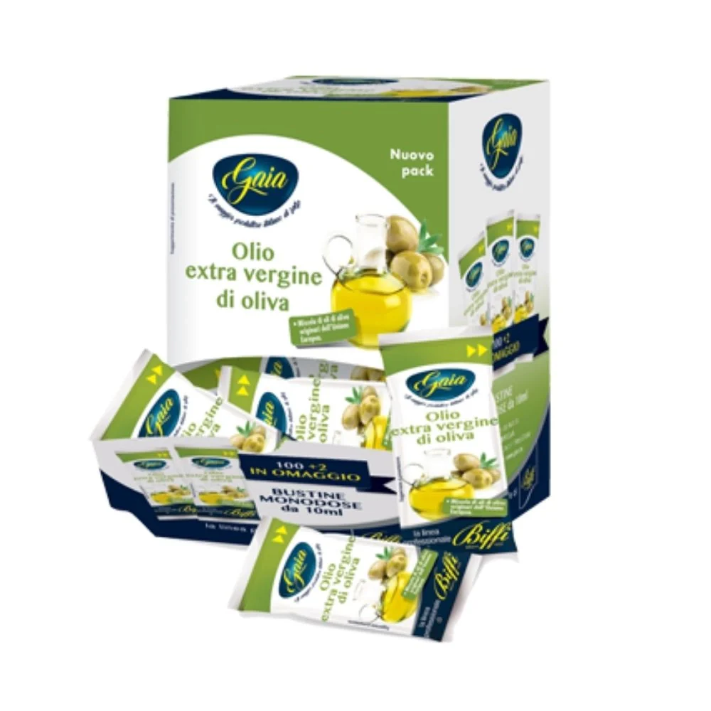 Gaia olio extravergine d'oliva 102 bustine da 10 millilitri ciascuna