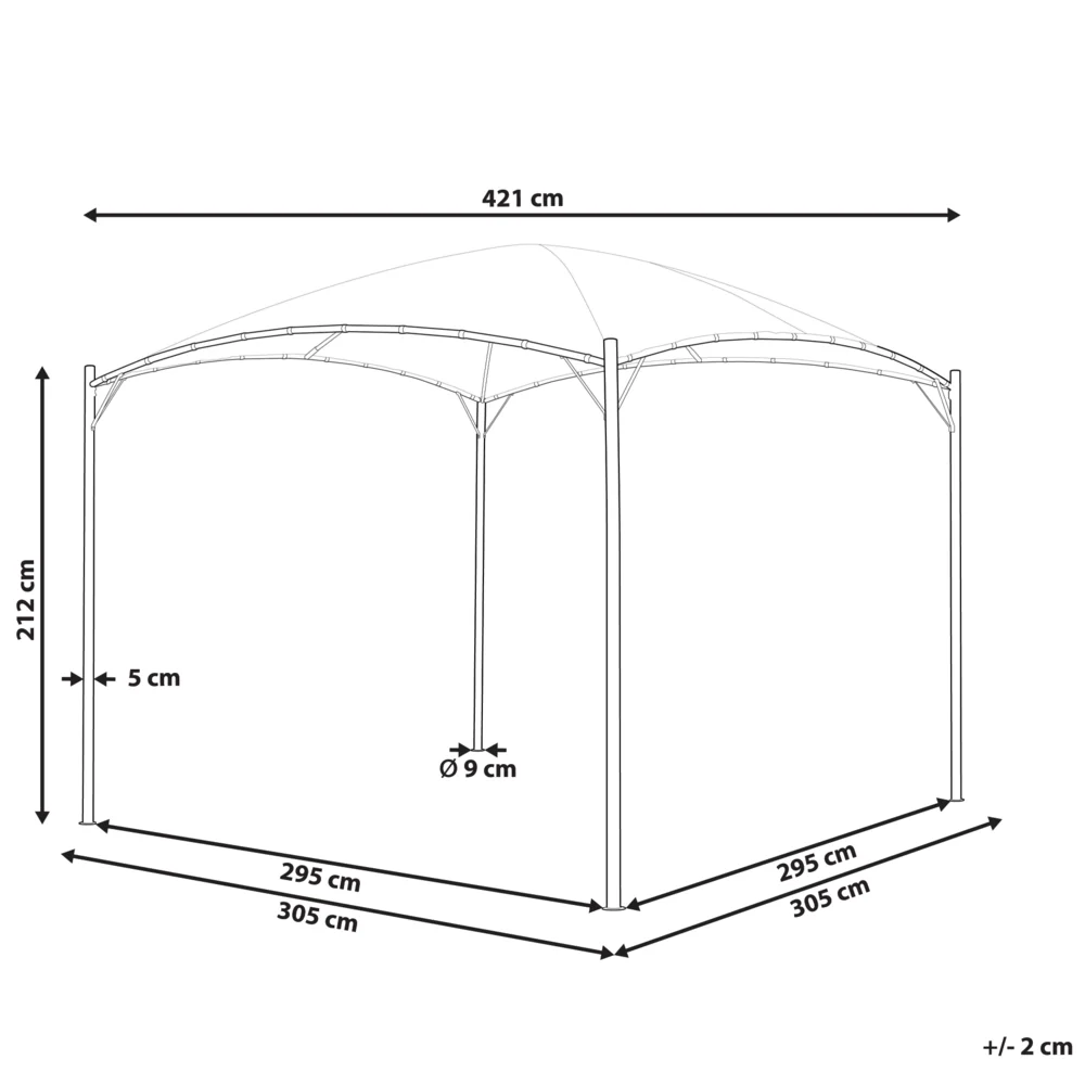 Gazebo da giardino con struttura in metallo e tessuto grigio 305 x 305 cm pergola esterno terrazzo - Image 5