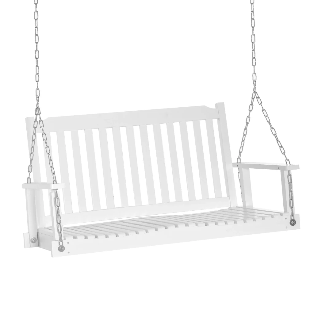 Giardino in legno massiccio per 2 persone Terrazza a Dondola 117×69×60cm Bianco