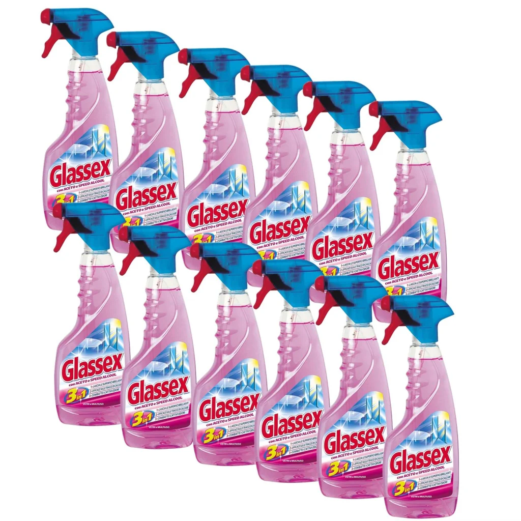 GLASSEX SET 12 PZ MULTIUSO SPRAY ACETO 3IN1 500ML