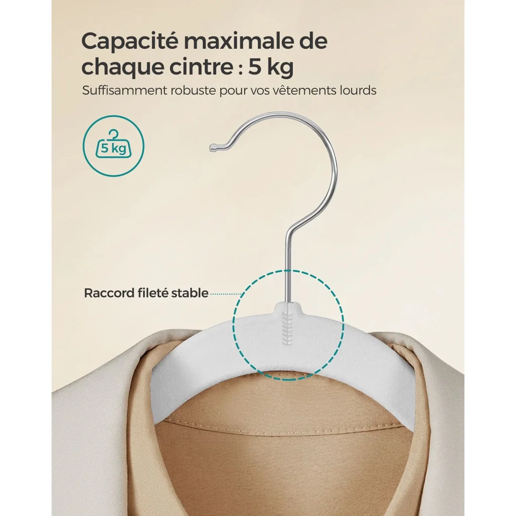 Grucce in velluto set da 30 pezzi antiscivolo con tacche barra per pantaloni gancio girevole a 360° salvaspazio spessore 06 cm lunghezza 43 cm grigio 12_0005080 - Image 3