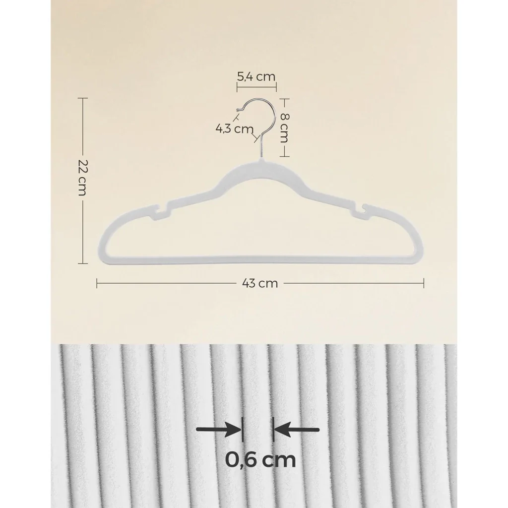 Grucce in velluto set da 30 pezzi antiscivolo con tacche barra per pantaloni gancio girevole a 360° salvaspazio spessore 06 cm lunghezza 43 cm grigio 12_0005080 - Image 4