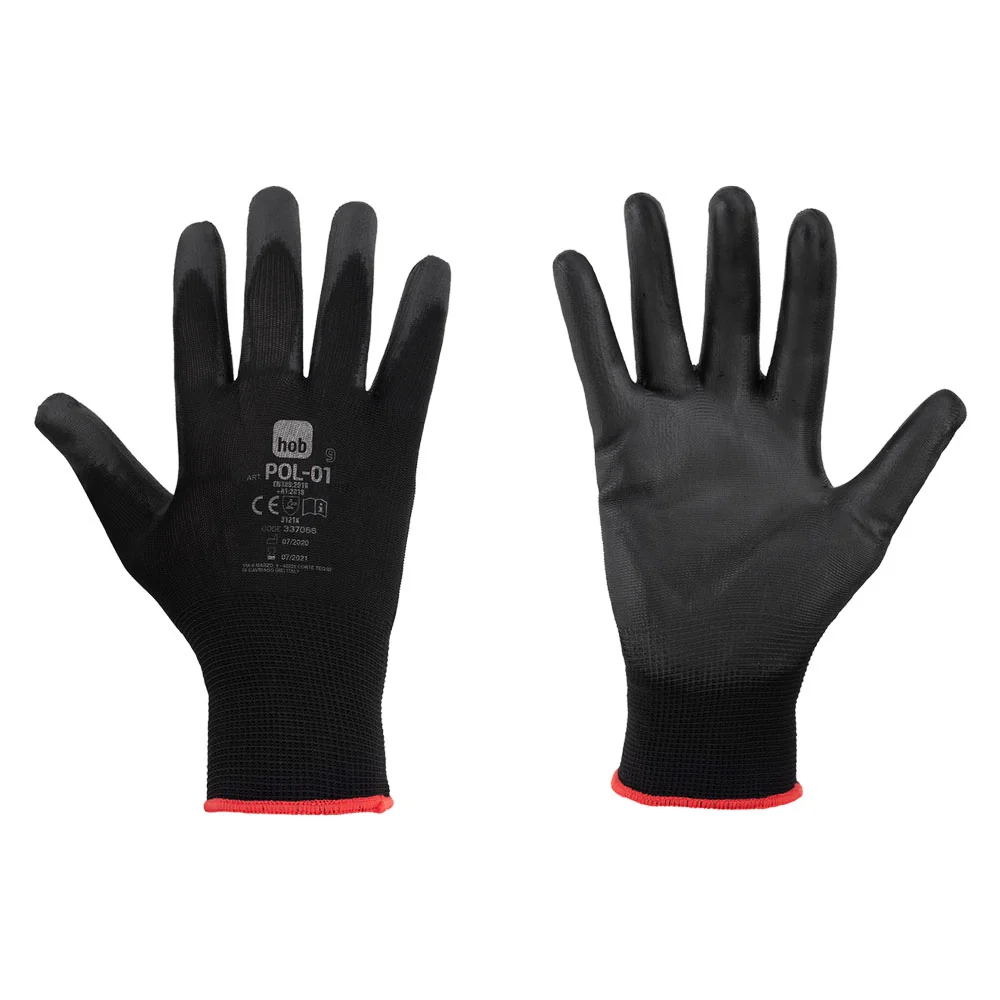 GUANTI POLIESTERE/POLIURETANO 'SPECIAL HOB POL-01' Tg. 10 - colore nero- 12 coppia  - NERI