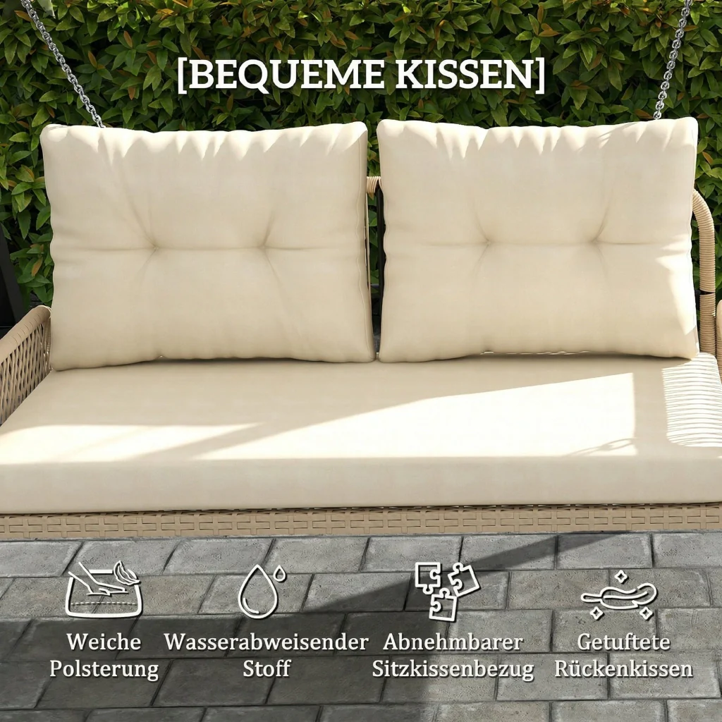Hollywood Swing a 2 posti in rattan 115x66x44cm beige massimo 240kg - Image 5