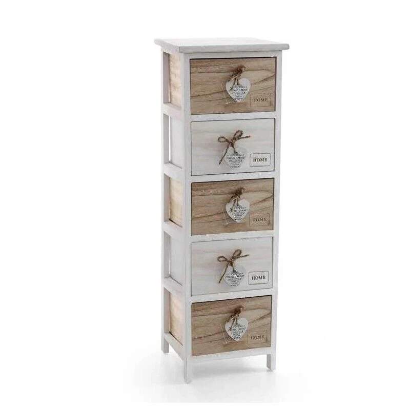 HOME CASSETTIERA IN LEGNO DECORATA A 5 CASSETTI 26 X 32 XH98 CM BICOLOR - Image 2