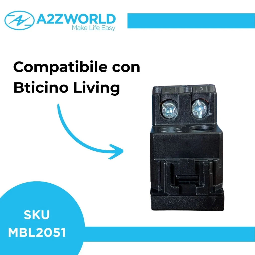 Interruttore Bipolare 2P 16A 220V MBL Nero 1M Compatibile Bticino Living International Illuminabile BLN0402 - Image 2