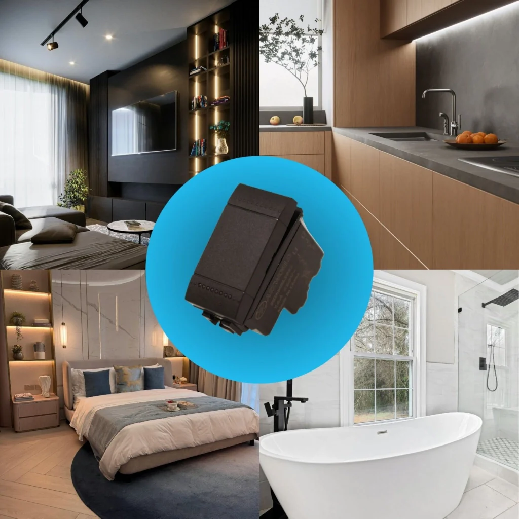Interruttore Bipolare 2P 16A 220V MBL Nero 1M Compatibile Bticino Living International Illuminabile BLN0402 - Image 3
