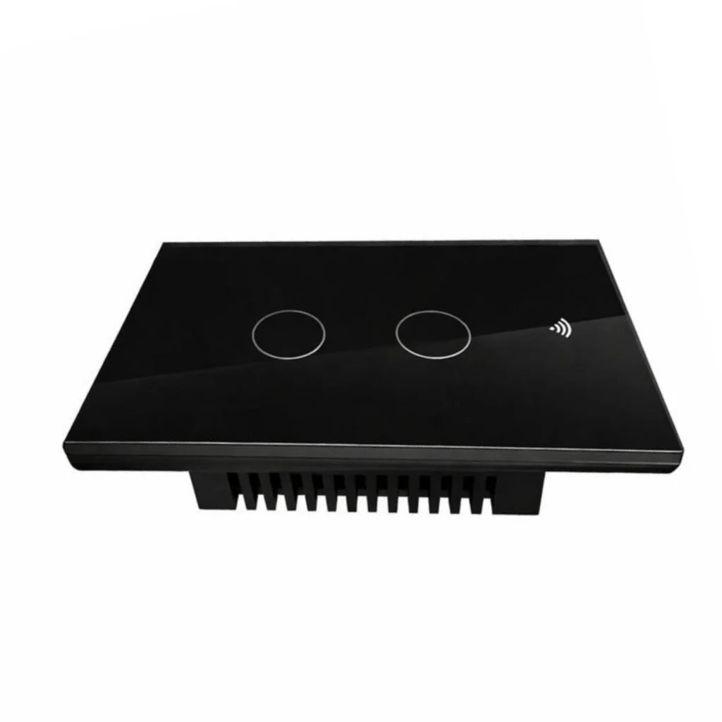Interruttore Da Incasso Scatola 503, Touch Nero, WIFI 2.4G Matter, TUYA, Smart Life,Apple Home, Google Home, Alexa, SmartThings, 10A, AC 90-250V, 50/60HZ, 120X72X38mm, IP20,Disponibili 1,2,3 Tasti (2 Tasti)