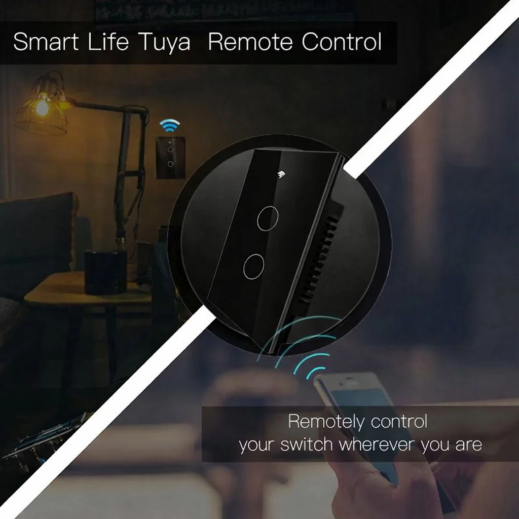 Interruttore Da Incasso Scatola 503, Touch Nero, WIFI 2.4G Matter, TUYA, Smart Life,Apple Home, Google Home, Alexa, SmartThings, 10A, AC 90-250V, 50/60HZ, 120X72X38mm, IP20,Disponibili 1,2,3 Tasti (2 Tasti) - Image 3