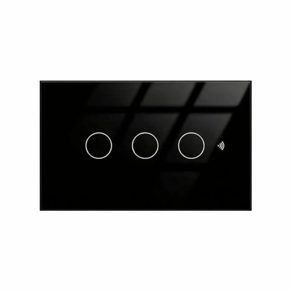 Interruttore Da Incasso Scatola 503, Touch Nero, WIFI 2.4G Matter, TUYA, Smart Life,Apple Home, Google Home, Alexa, SmartThings, 10A, AC 90-250V, 50/60HZ, 120X72X38mm, IP20,Disponibili 1,2,3 Tasti (3 Tasti)