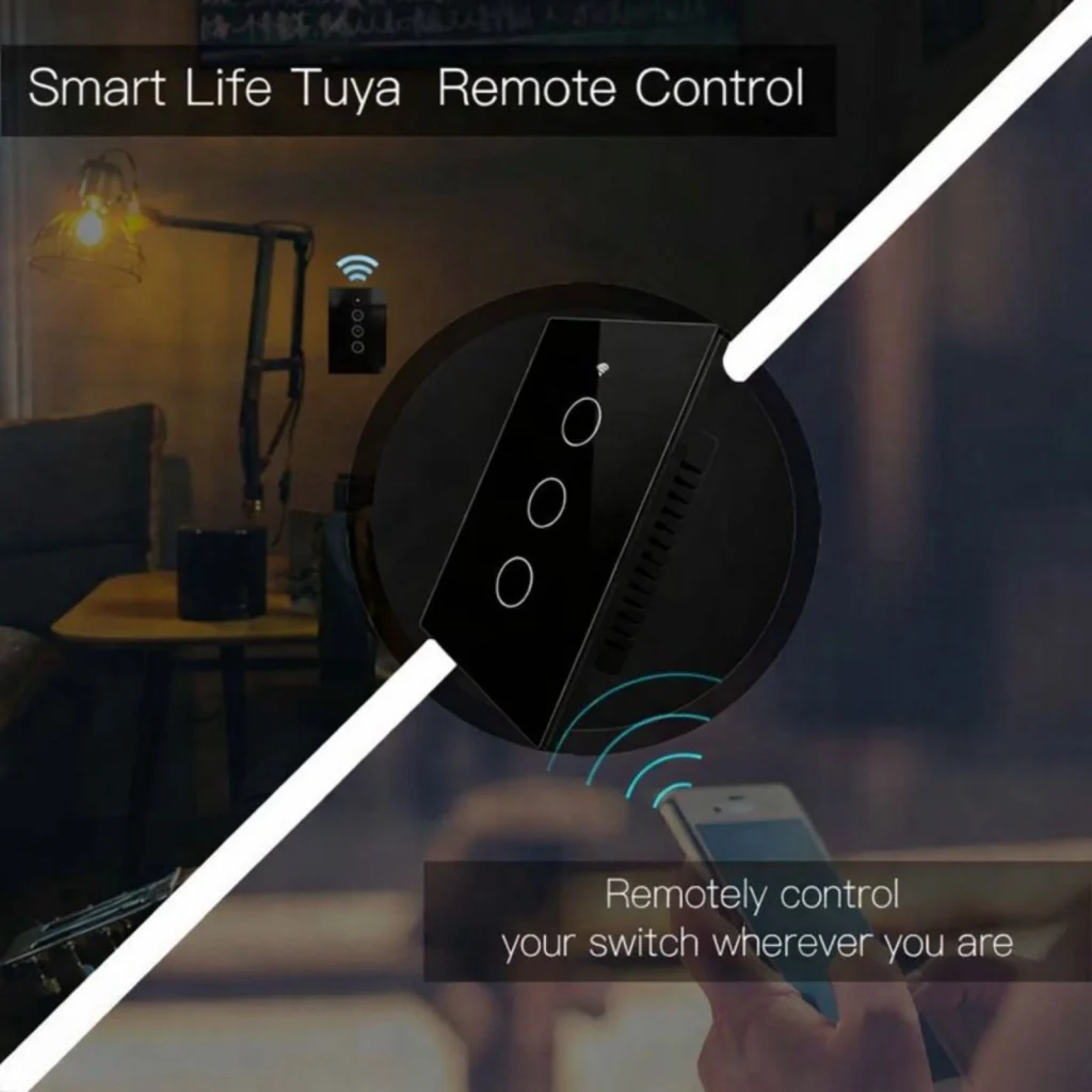 Interruttore Da Incasso Scatola 503, Touch Nero, WIFI 2.4G Matter, TUYA, Smart Life,Apple Home, Google Home, Alexa, SmartThings, 10A, AC 90-250V, 50/60HZ, 120X72X38mm, IP20,Disponibili 1,2,3 Tasti (3 Tasti) - Image 3