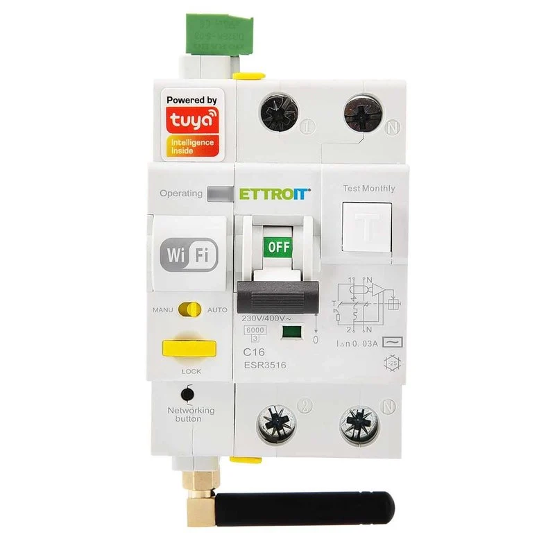 Interruttore Magnetotermico Differenziale Smart WIFI 1P+N 16A 230V/400V App TUYA Occupa 3 Moduli DIN - Image 3