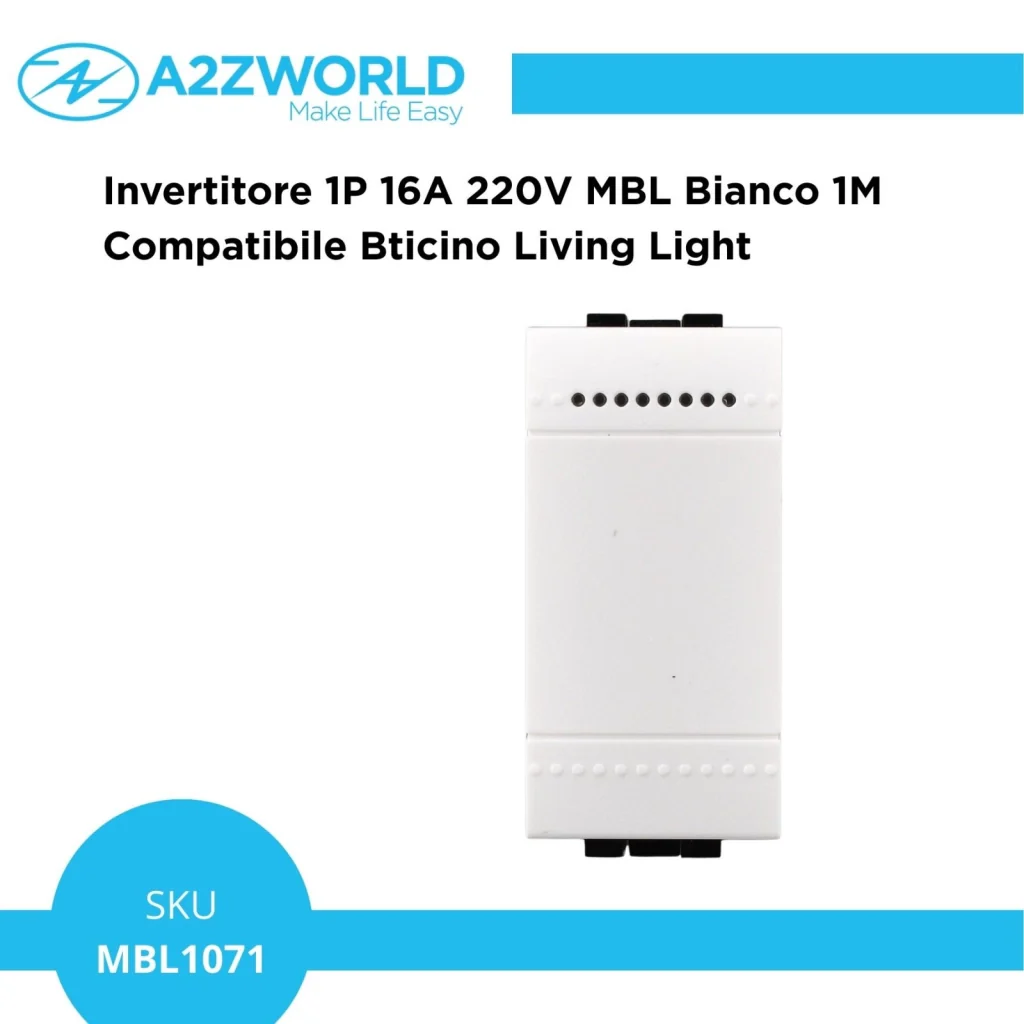Invertitore 1P 16A 220V MBL Bianco 1M Compatibile Bticino Living Light BLB0901 - Image 2