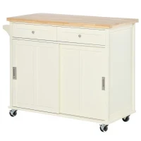 Isola per Cucina per Utensili e Accessori con Cassetti, Armadietto e Portasciugamani, 110x49.5x89.5 cm, Bianco - Image 10