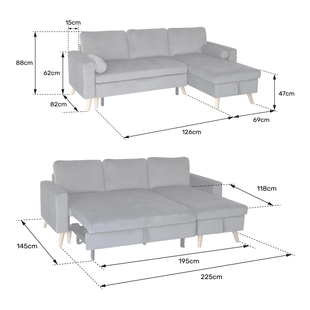 JAMESDivano letto angolare a 3 posti in velluto blu - Image 8