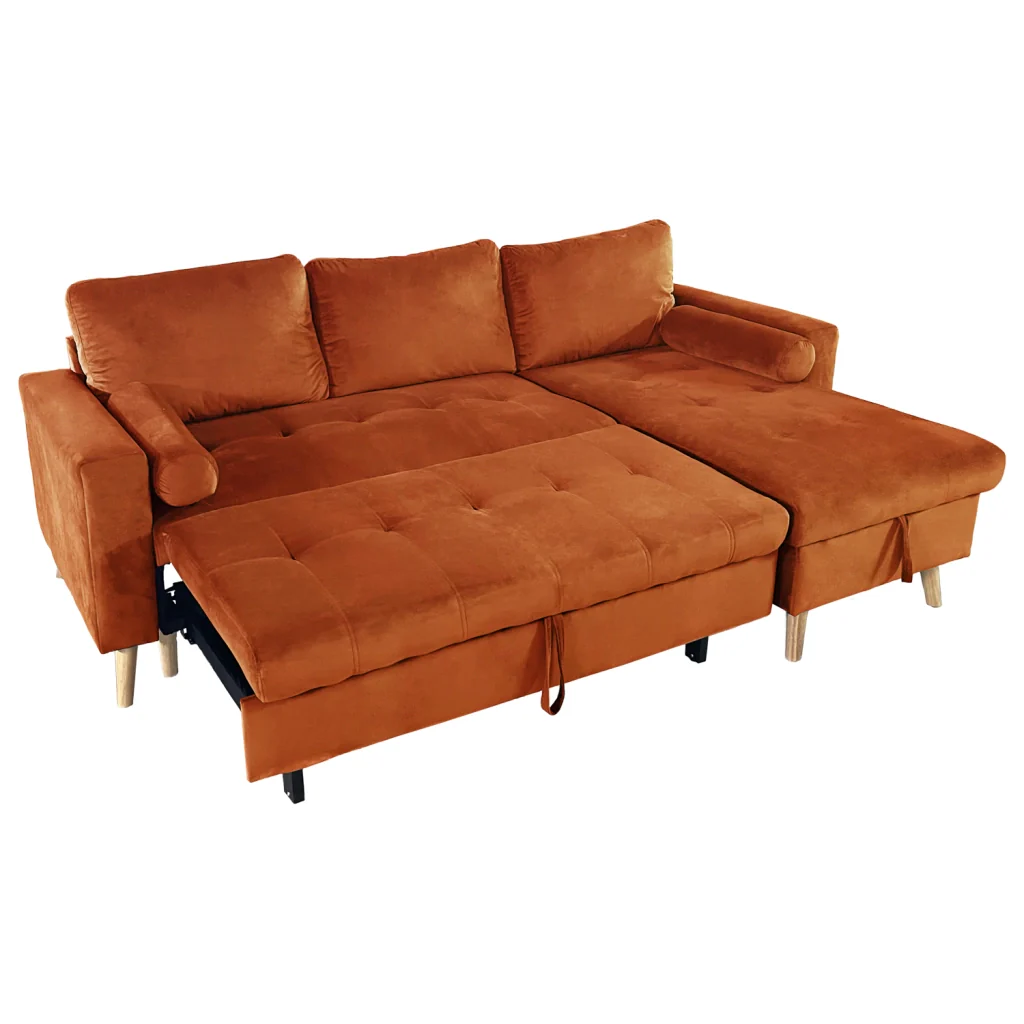 JAMESDivano letto angolare a 3 posti in velluto terracotta - Image 4