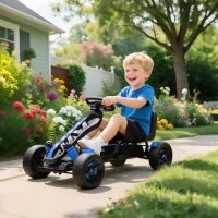 Kart Pedali per Bambini di +3 Anni con Frizione Automatica Freno Ruote Antiscivolo in EVA e Telaio Metallico Blu - Image 2