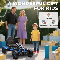 Kart Pedali per Bambini di +3 Anni con Frizione Automatica Freno Ruote Antiscivolo in EVA e Telaio Metallico Blu - Image 3