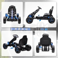 Kart Pedali per Bambini di +3 Anni con Frizione Automatica Freno Ruote Antiscivolo in EVA e Telaio Metallico Blu - Image 4