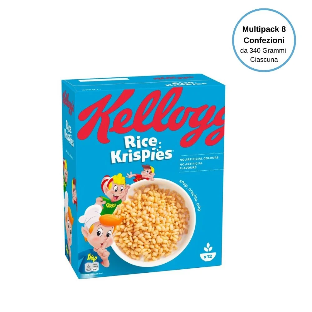 Kellogg's cereali rice krispies multipack da 8 confezioni da 340 grammi ciascuna