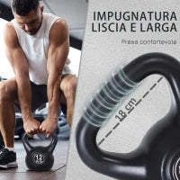 Kettlebell 12kg per Sport e Fitness con Base Piatta e Impugnatura, Kettlebell Pesi per Allenamento Home Gym Casa e Palestra, 27x21x31 cm, Nero - Image 4