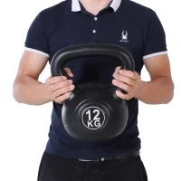 Kettlebell 12kg per Sport e Fitness con Base Piatta e Impugnatura, Kettlebell Pesi per Allenamento Home Gym Casa e Palestra, 27x21x31 cm, Nero - Image 8