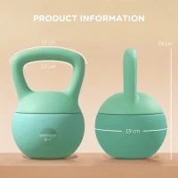 Kettlebell 8 kg con impugnatura antiscivolo per fitness, 19x19x28 cm, Verde - Image 3