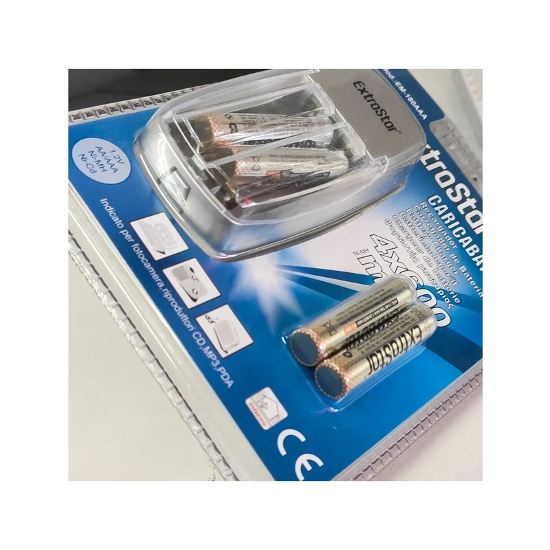 Kit Caricabatterie Caricatore Con 4 Pile Mini Stilo AAA Ricaricabile Ni-Cd Ni-MH 600mAh Presa EU Da Rete Casa 220V - Image 3