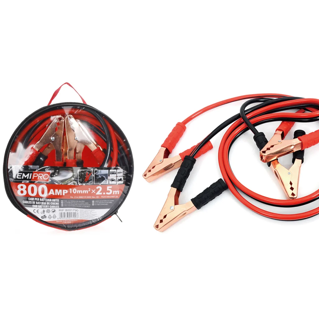 Kit Cavi Per Avviamento Batteria 800 Ampere Per Soccorso Emergenza Auto Moto Sezione Rame 10mmq 2,5 Metri - Image 3