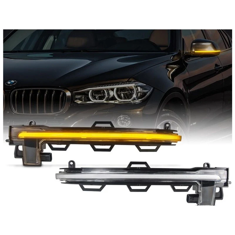 Kit Freccia Led Specchietto Retrovisore Dinamico Sequenziale BMW X3 F25 X4 F26 X5 F15 X6 F16 Arancione Lente Trasparente - Image 3