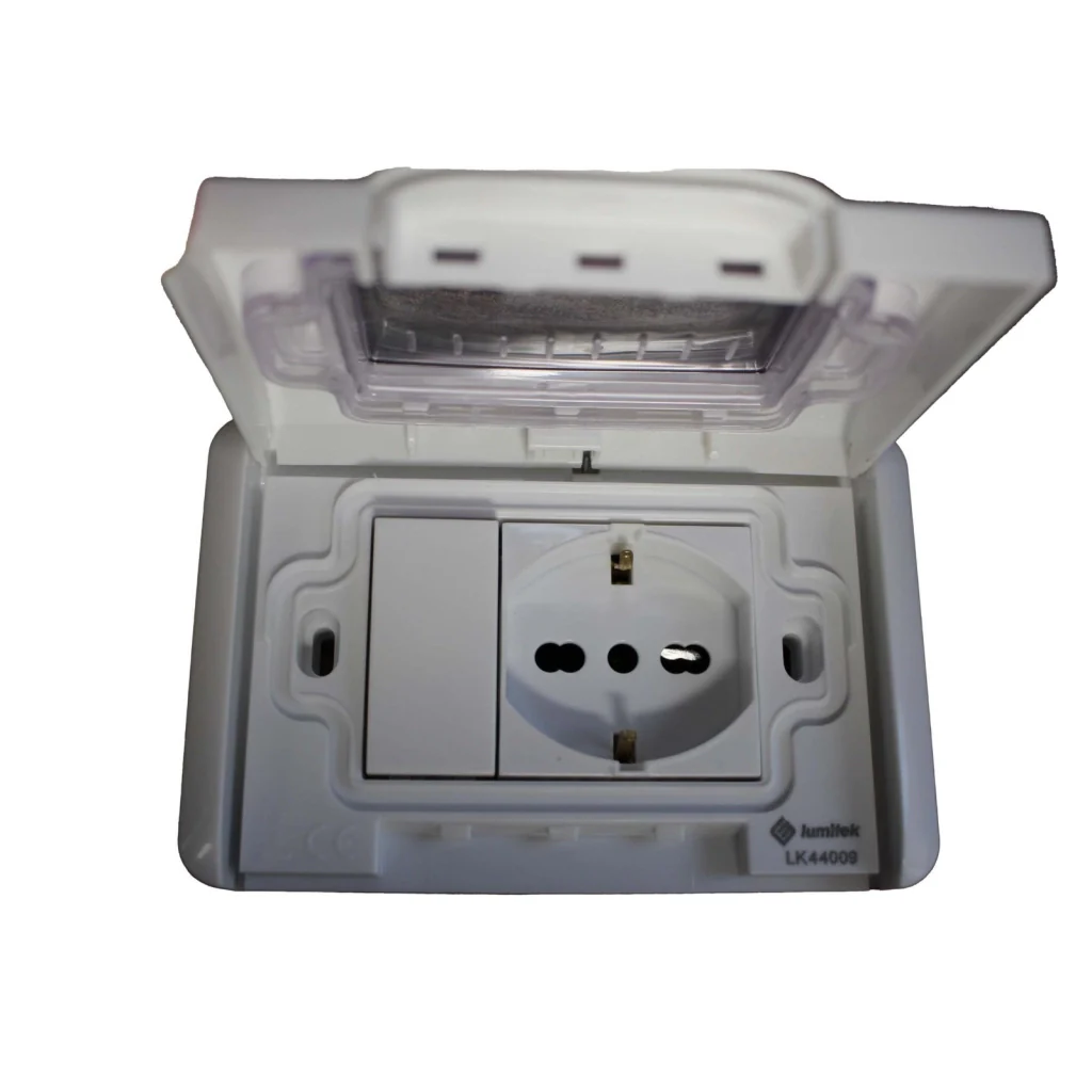 Kit Incasso IP55 Scatola 503 Premontato Presa Schuko 2P+T 10/16A + Interruttore Unipolare - Image 4