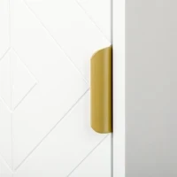 kleankin Colonna Bagno con 2 Armadietti e Ripiano in MDF e Acciaio, 30x30x170.7cm, Bianco e Oro - Image 9