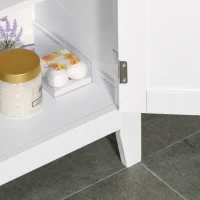 kleankin Mobile Bagno con Mensole Regolabili e Armadietto 2 Ante, Mobiletto Bagno Multiuso in Legno, Bianco, 50x30x93cm - Image 9