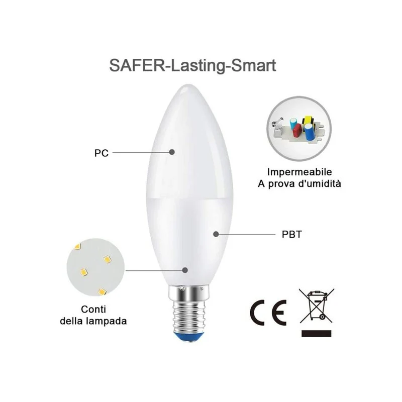 Lampada A Led E14 C37 8W Bianco Neutro 4200K 720 Lumen - Image 2