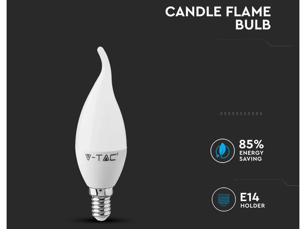 Lampada A Led E14 CF37 5,5W Forma Candela Fiamma Colpo Di Vento SKU-117, Disponibili 3000K 4000K 6400K (Bianco Neutro 4000K) - Image 4