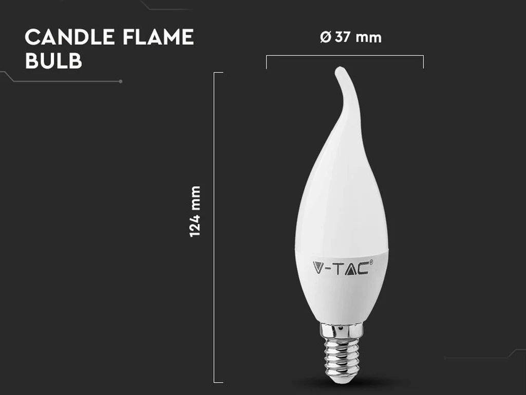 Lampada A Led E14 CF37 5,5W Forma Candela Fiamma Colpo Di Vento SKU-117, Disponibili 3000K 4000K 6400K (Bianco Neutro 4000K) - Image 5
